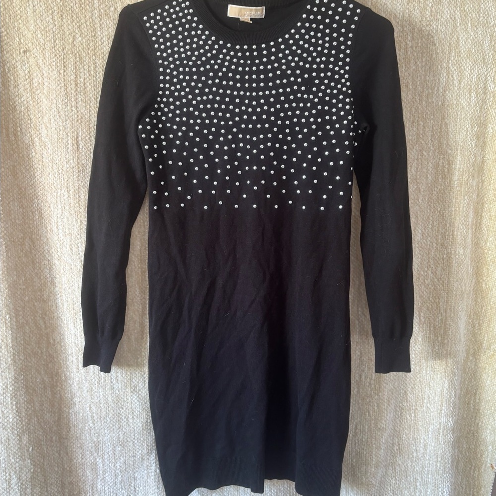 Michaels Black Long Sleeve Dress with Silver Accents